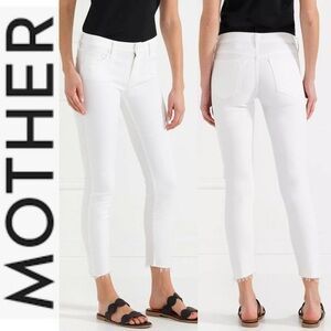 Mother Looker Ankle Fray Jeans White 24